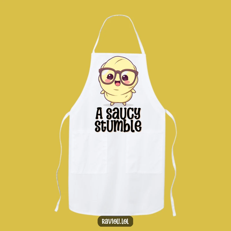Funny Ravioli Apron: Chef Character Tripping, Hilarious Kitchen Gift for Cooks