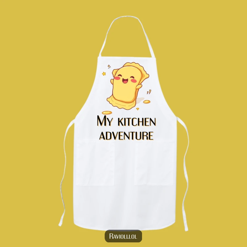Funny Rolling Ravioli Apron: Pasta's Joyful Descent, Chic Funny Gift for Cooks