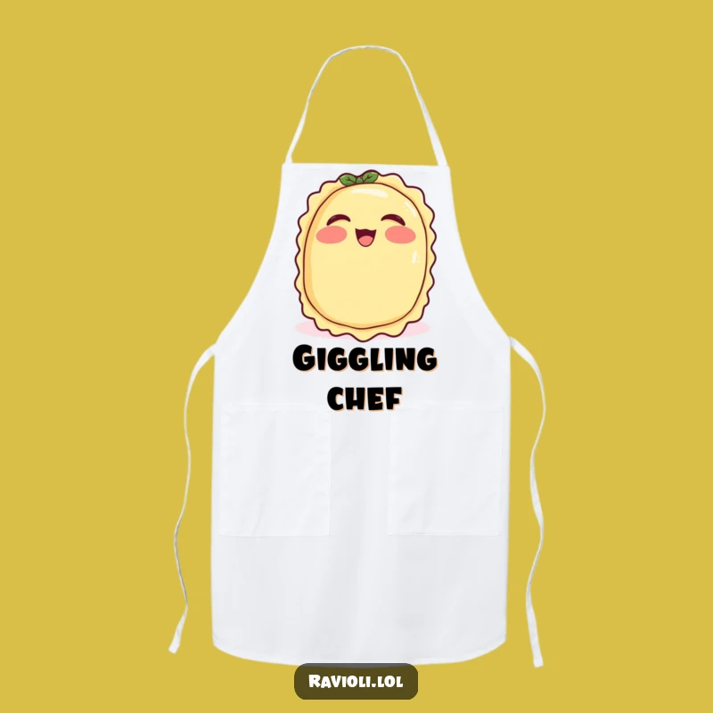 Funny Giggling Ravioli Apron: Joyful Italian Pasta, Fun Humorous Kitchenware