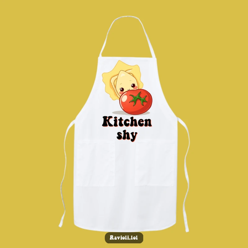 Funny Shy Ravioli Tomato Apron - Cook with Cute, Playful Humor