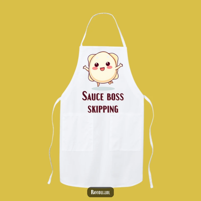 Funny Skipping Ravioli Apron: Cook with Playful Pasta Power