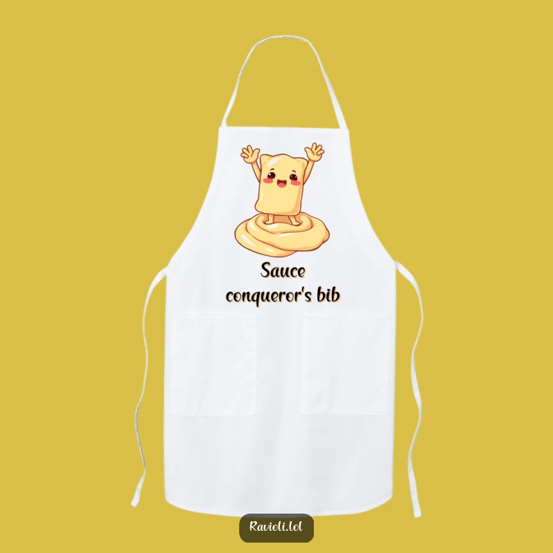 Funny Ravioli Victory Pose Apron - Kitchen Smock for Pasta Champions