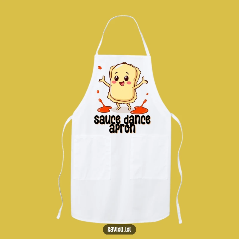 Funny Happy Ravioli Dance Apron - Kitchen Smock for Pasta Parties
