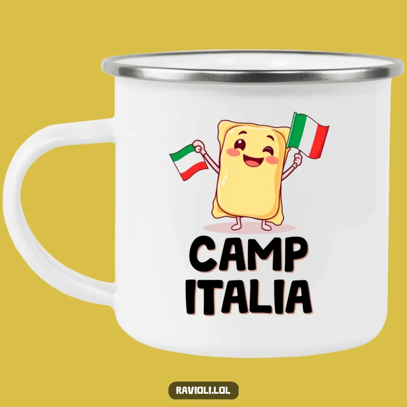 Funny Ravioli Italy Camping Mug: Jubilant Flag Pal Mug, Gift