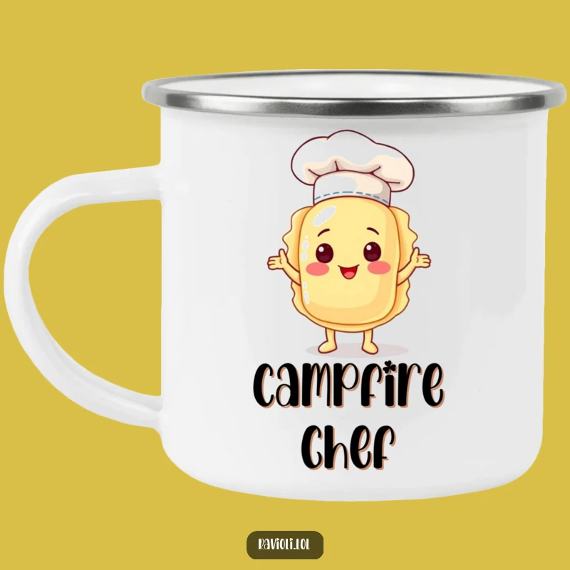 Funny Ravioli Chef Hat Camping Mug - Adventure-Ready Culinary Gift