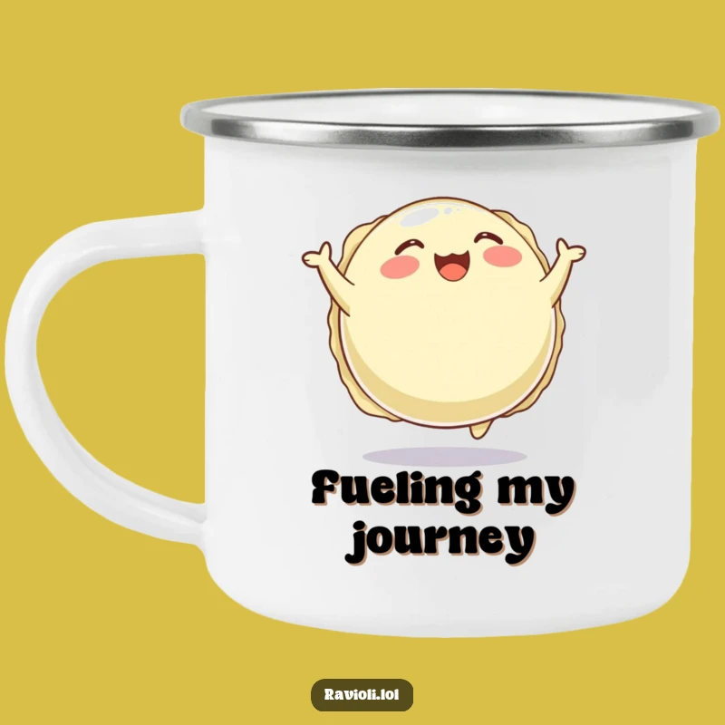 Funny Campfire Ravioli Mug: Joyful Bouncing Pasta Mug