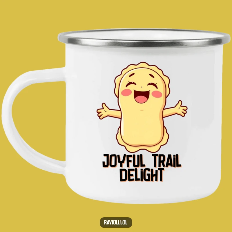 Funny Laughing Ravioli Camping Mug - Hilarious Outdoor Companion for Happy Campers