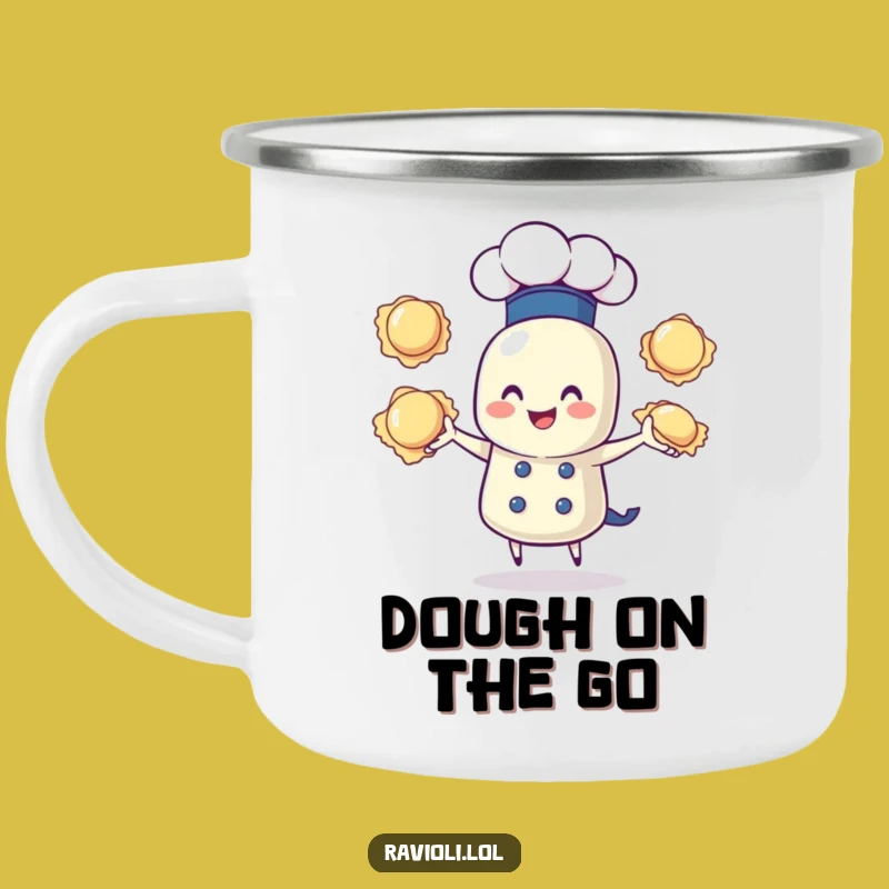 Funny Ravioli Chef Camping Mug: Juggling Campfire Tales - Rugged Funny Gift