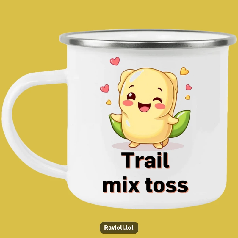 Funny Ravioli Juggling Peas Camping Mug - Adventure-Ready Hilarious Gift