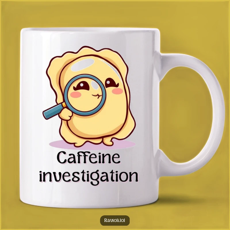 Funny Detective Ravioli Mug: Pasta's Keen Eye, Perfect Funny Gift for Food Detectives