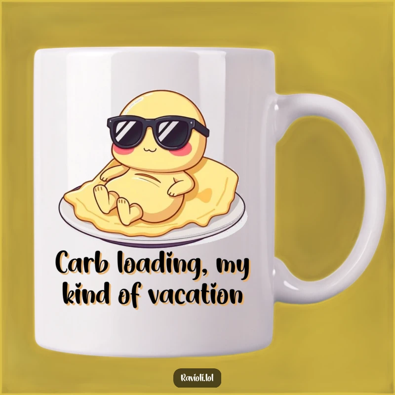Funny Ravioli Lounging Mug: A Hilarious Italian Food Character Gift