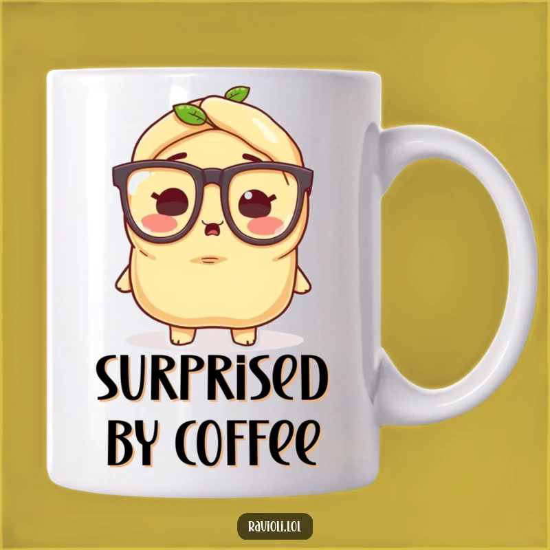 Funny Ravioli Glasses Mug: Surprised Pasta, Perfect Humorous Gift Idea