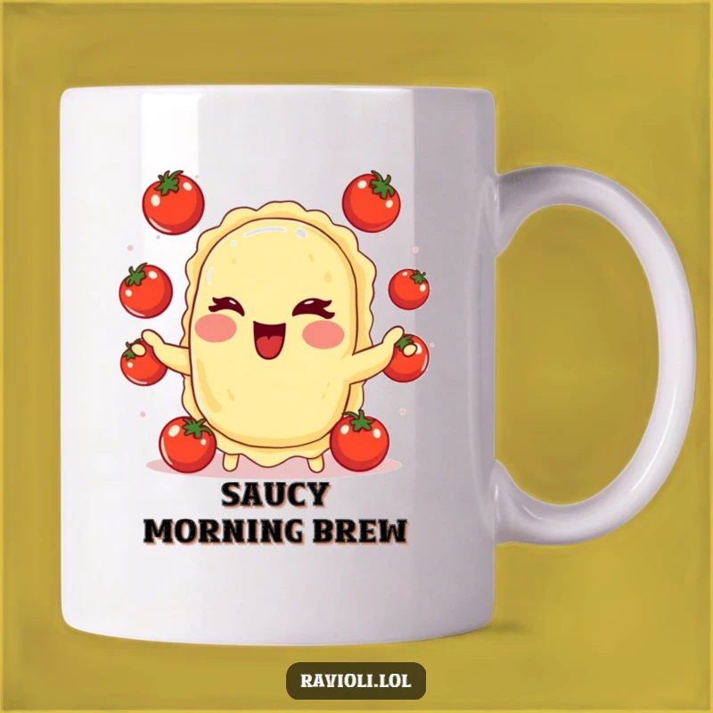 Funny Ravioli Juggling Tomatoes Mug: A Playful Italian Foodie Gift Idea