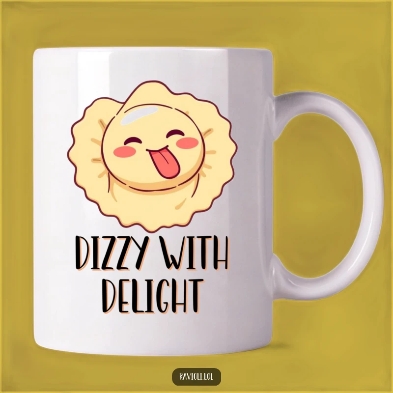 Funny Ravioli Spinning Silly Face Mug - Goofy Pasta Fun Gift