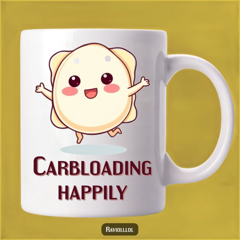 Funny Skipping Ravioli Mug: Joyful Pasta Pal for Your Morning Brew