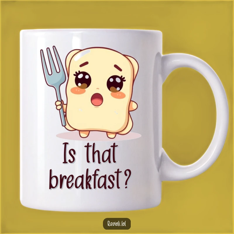 Funny Ravioli Surprised Fork Mug: Hilarious Pasta Lover Gift for Shocked Moments