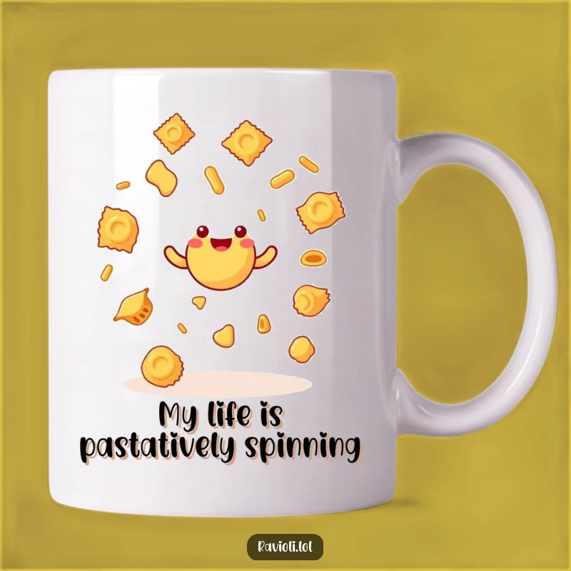 Funny Ravioli Juggling Pasta Shapes Mug - A Hilarious Gift for Food Lovers