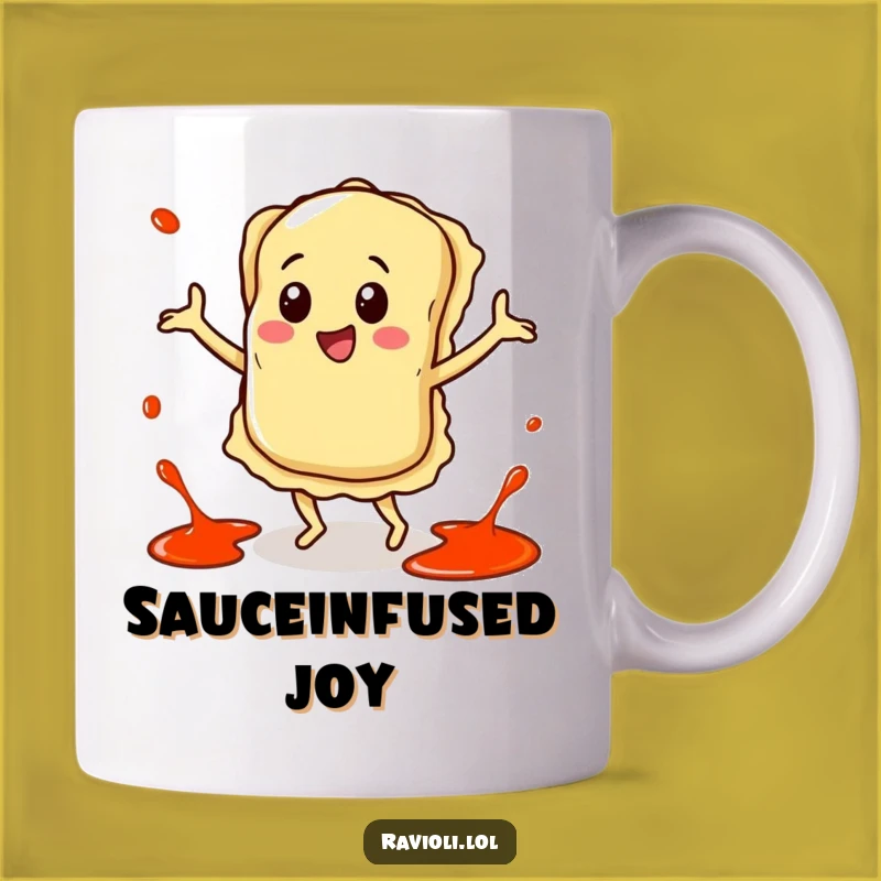 Funny Happy Ravioli Dance Mug - Hilarious Pasta Party Gift