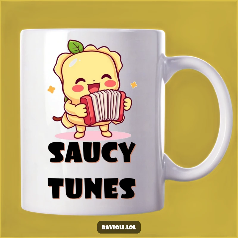 Funny Ravioli Accordion Player Mug - Joyful Pasta Music Lover Gift