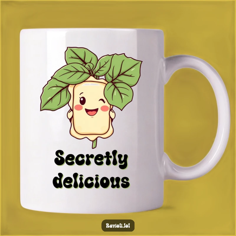 Funny Ravioli Basil Grin Mug - Hilarious Italian Food Lover Gift