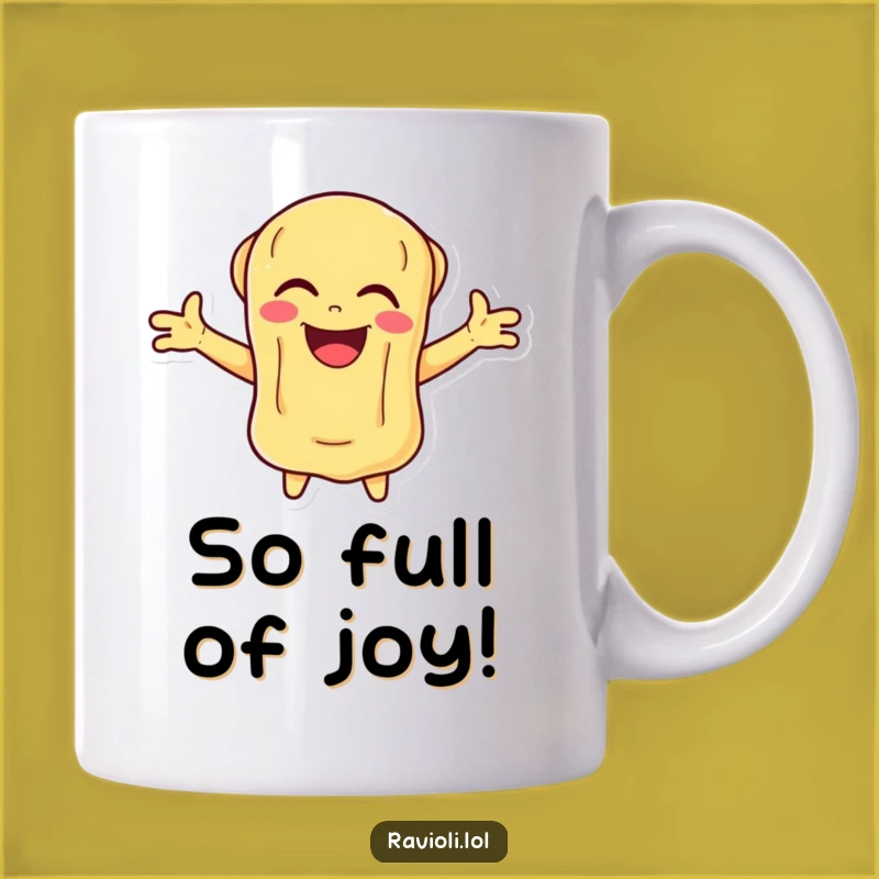 Funny Laughing Ravioli Mug, Vibrant Joyful Character, Perfect Gift for Happy People