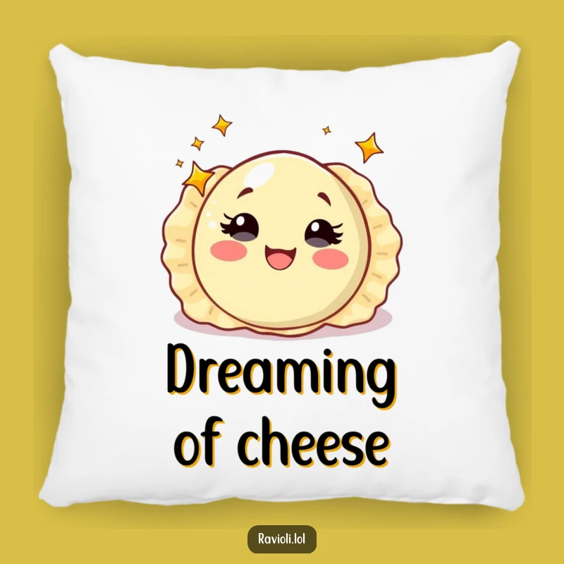 Funny Starry Eyed Ravioli Pillow: Soft Italian Pasta Dreams, Cozy Humorous Decor
