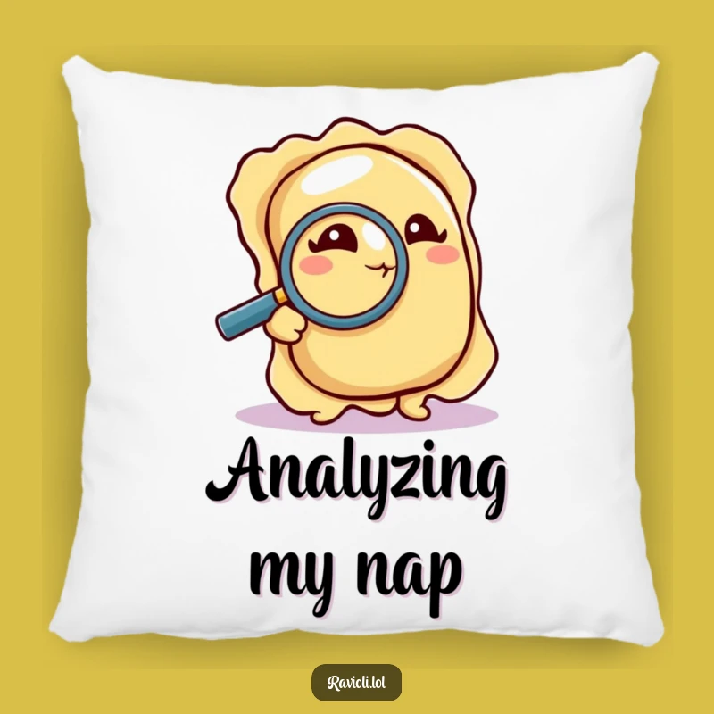 Funny Detective Ravioli Pillow: Pasta's Keen Eye, Cozy Funny Gift for Comfort