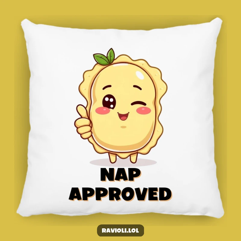 Funny Ravioli Wink Thumbs Up Pillow: Cozy Comfort and Cartoon Cheer Gift