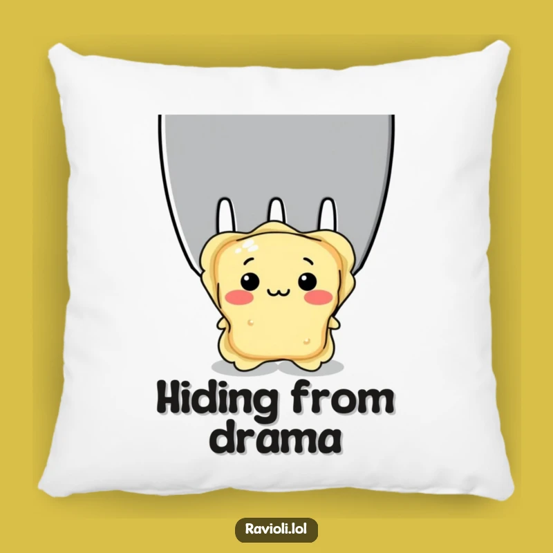 Funny Shy Ravioli Pillow: Soft Italian Pasta Character Hiding, Cozy Humorous Decor