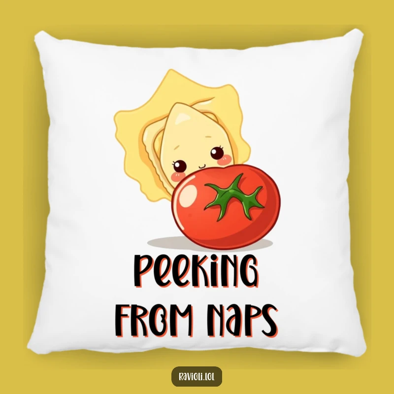 Funny Shy Ravioli Tomato Pillow - Soft Cuddles with a Peek of Humor