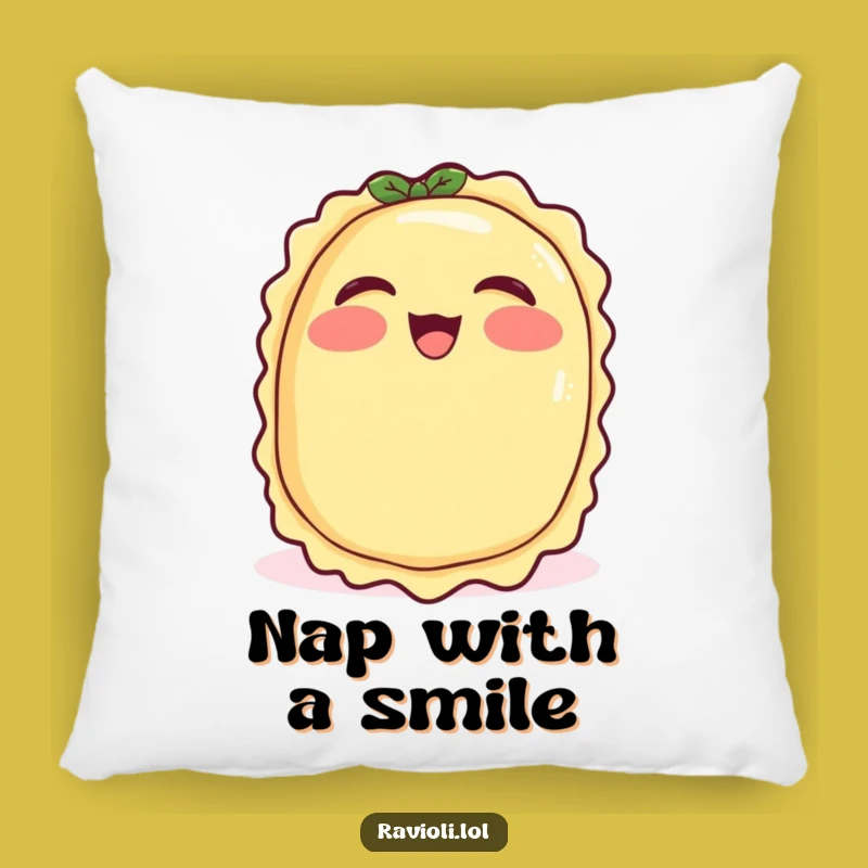 Funny Giggling Ravioli Pillow: Soft Italian Pasta Joy, Comfy Humorous Decor