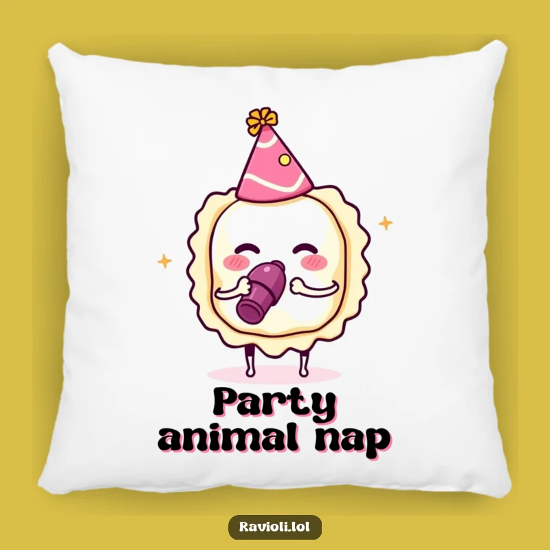 Funny Party Ravioli Pillow: Soft Italian Pasta Celebration, Comfy Humorous Decor