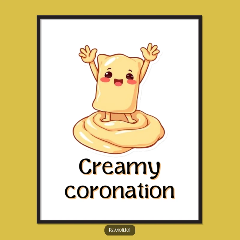 Funny Ravioli Victory Pose Digital Art - Printable Pasta Champion Decor