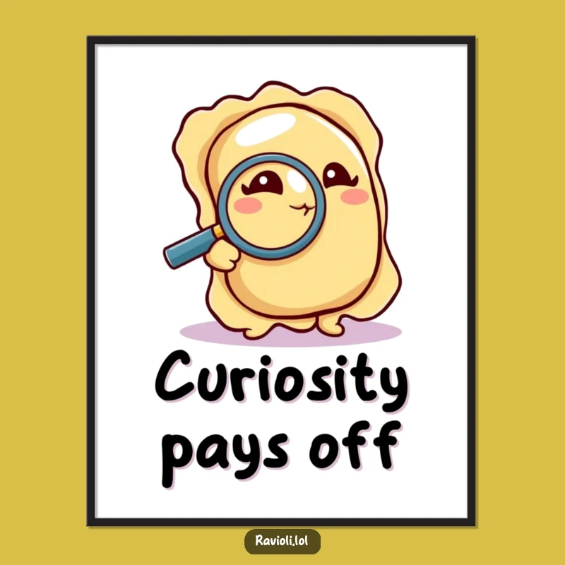 Funny Detective Ravioli Digital Art: Pasta's Keen Eye, Instant Funny Gift for Walls