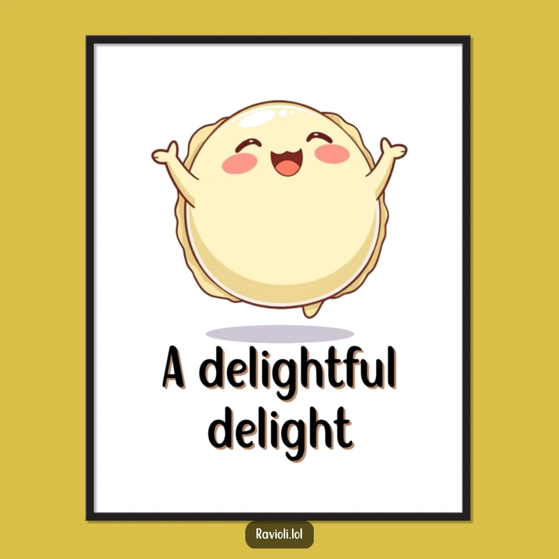 Funny Happy Ravioli Digital Art: Printable Joyful Pasta Decor