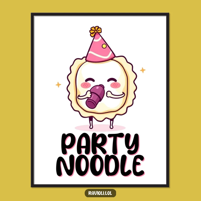 Funny Party Ravioli Digital Art: Italian Pasta Celebration, Instant Festive Download