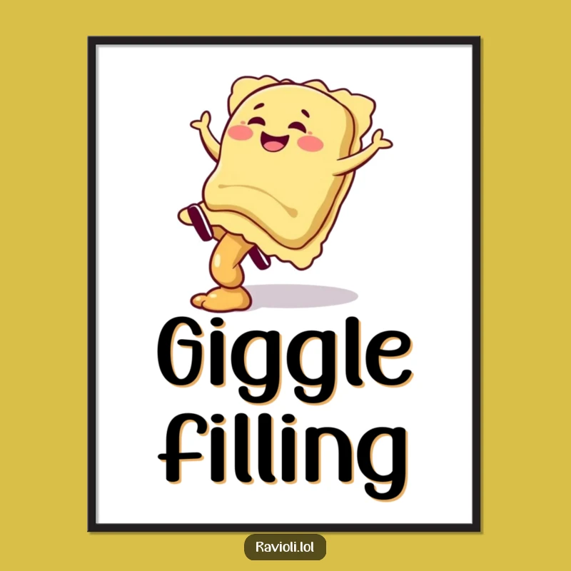 Funny Ravioli Cartwheel Digital Art: Instant Download Giggling Print, Gift