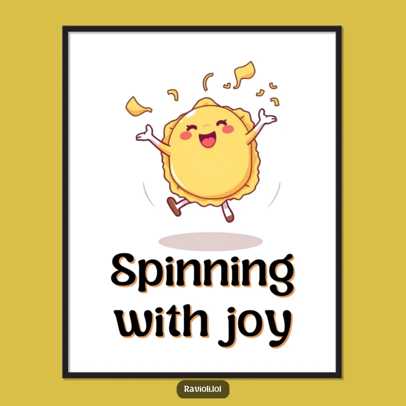 Funny Ravioli Cartwheel Digital Art: Joyful Pasta Steam Print, Instant Download Gift