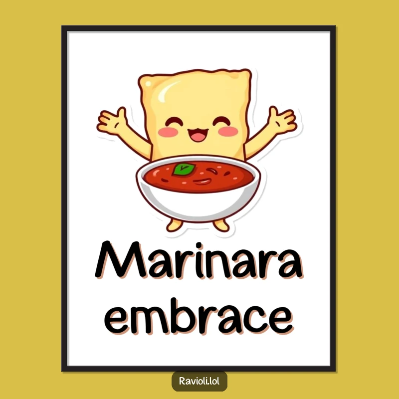 Funny Ravioli Marinara Embrace Digital Art - Printable Italian Food Decor