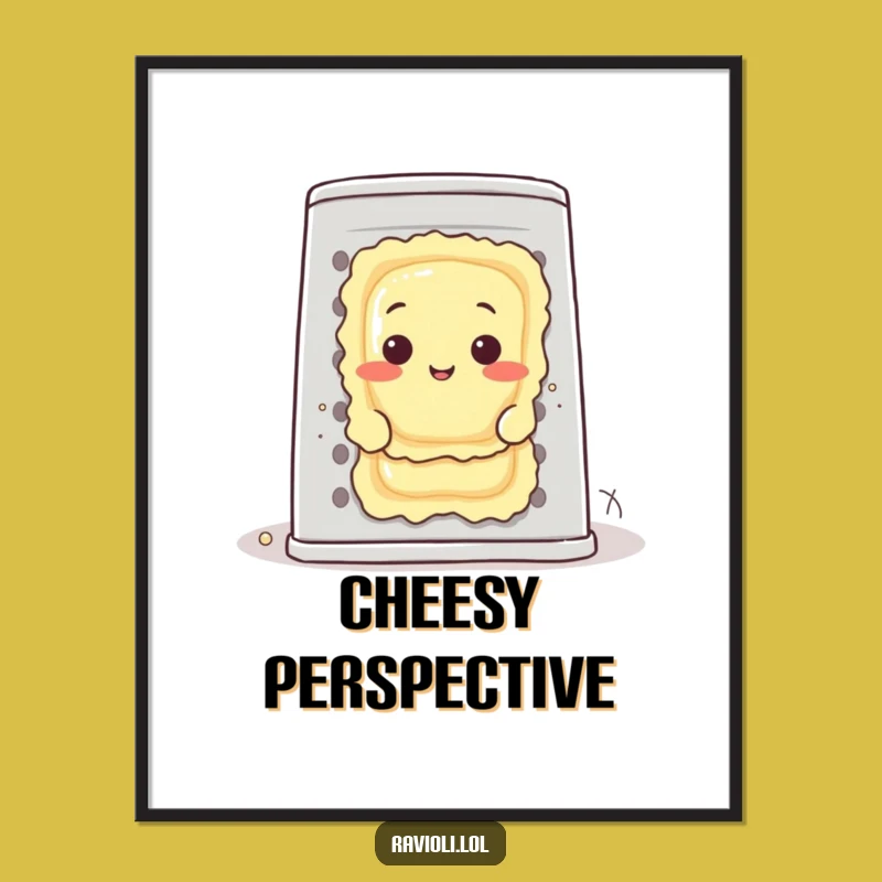 Funny Ravioli Peeking Grater Digital Art - Instant Humorous Italian Decor Gift