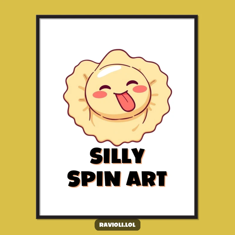 Funny Ravioli Spinning Silly Face Digital Print - Goofy Wall Art