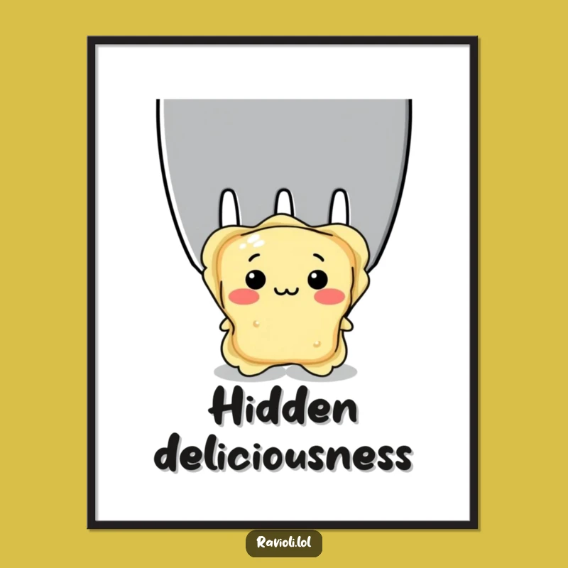 Funny Shy Ravioli Digital Art: Italian Pasta Character Peeking, Instant Humorous Download