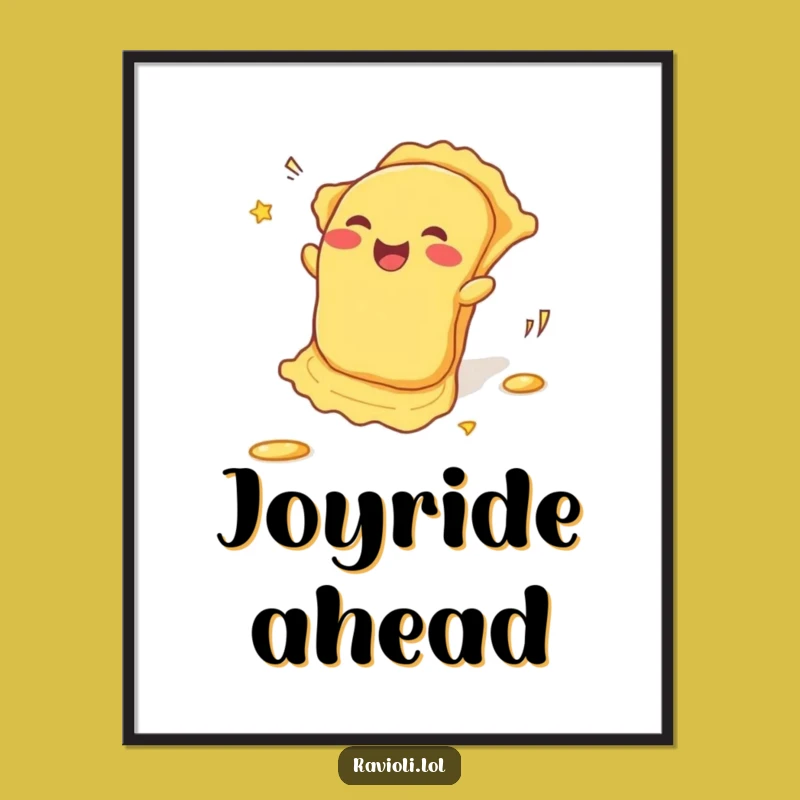 Funny Rolling Ravioli Digital Art: Pasta's Joyful Descent, Instant Funny Gift for Walls