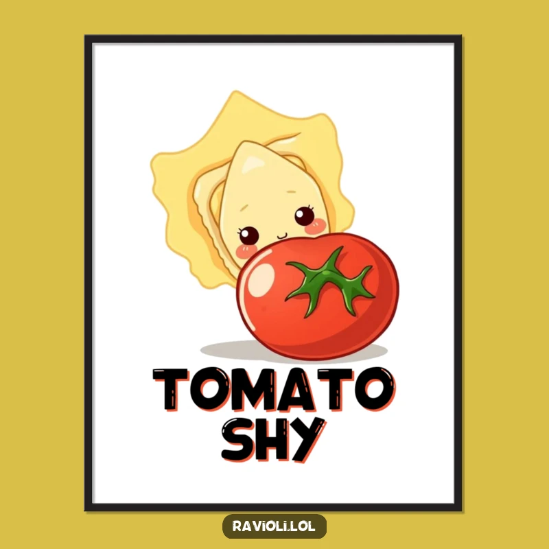 Funny Shy Ravioli Tomato Digital Art - Printable Cuteness for Your Walls