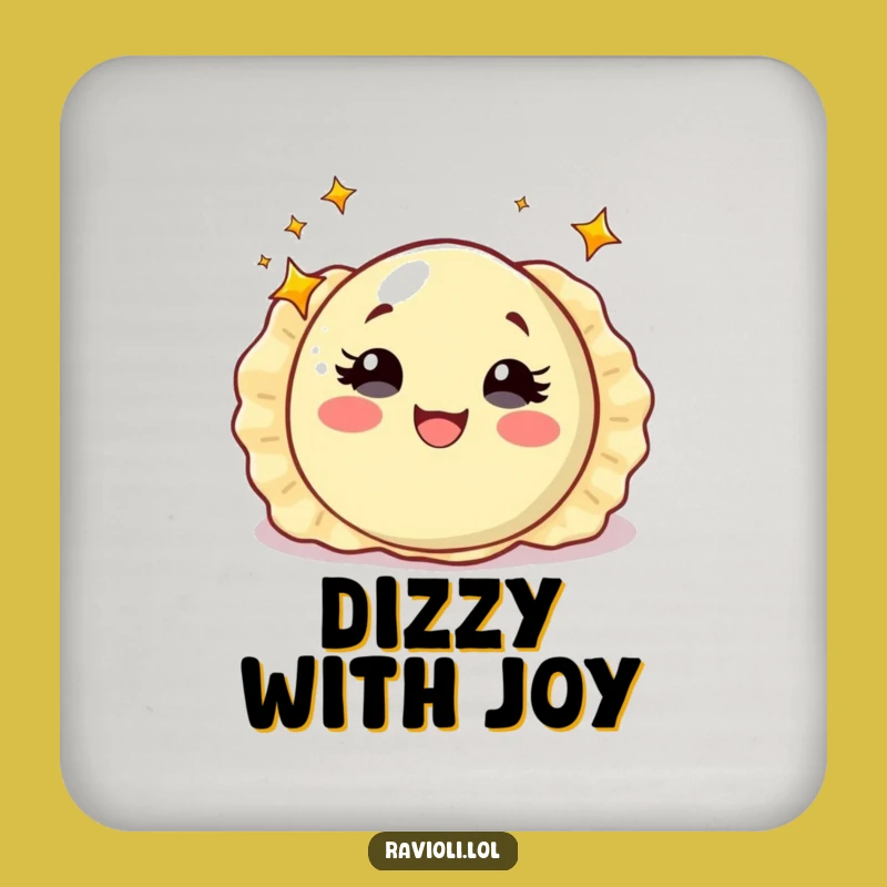 Funny Starry Eyed Ravioli Coaster: Protect Surfaces with Enchanted Italian Pasta, Humorous Gift