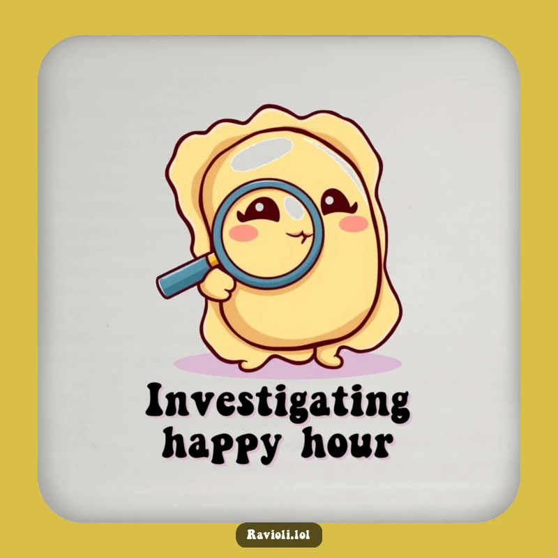 Funny Detective Ravioli Coaster Set: Pasta's Keen Eye, Chic Funny Gift for Tables