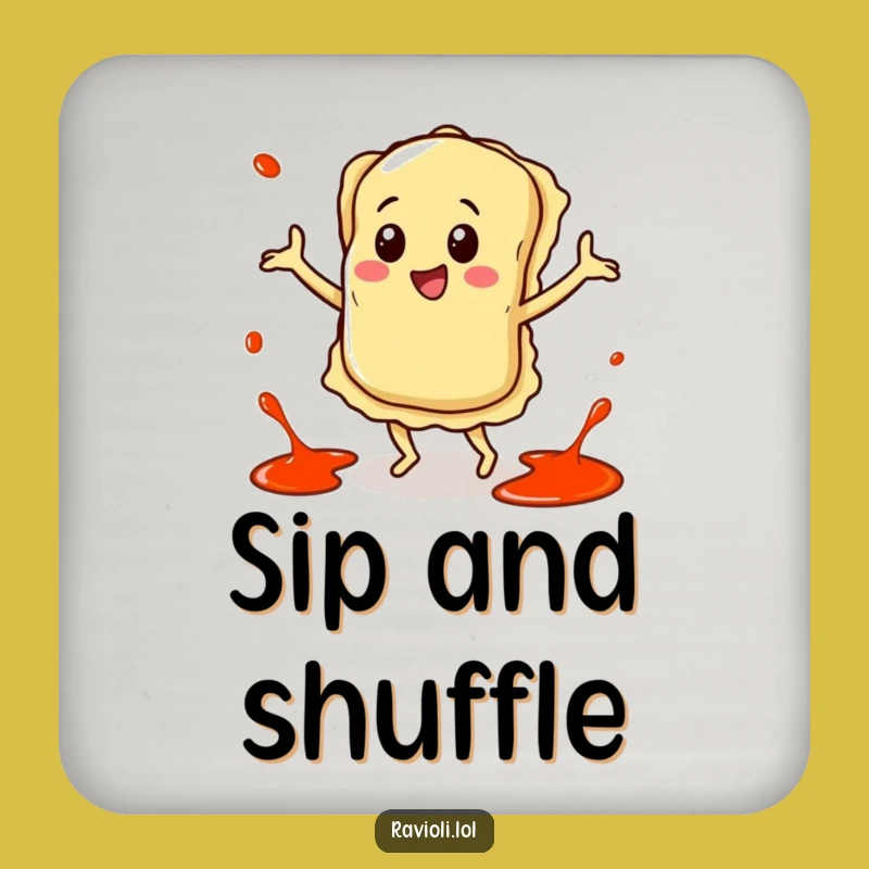 Funny Happy Ravioli Dance Coaster Set - Protect Surfaces with Pasta Fun