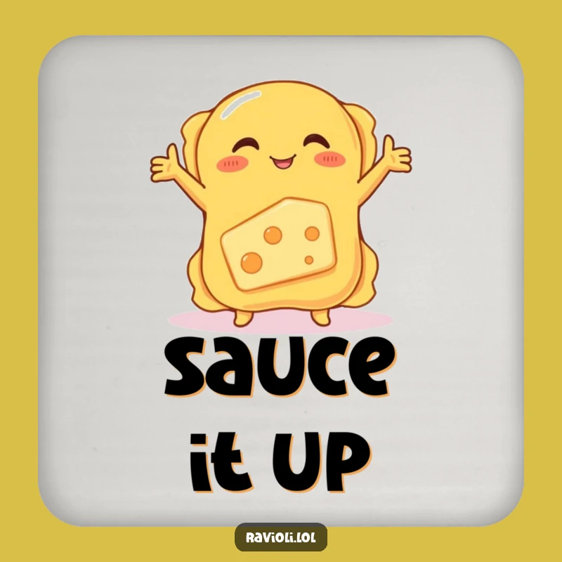 Funny Ravioli and Cheese Coaster Set: Hilarious Cartoon Protection Gift