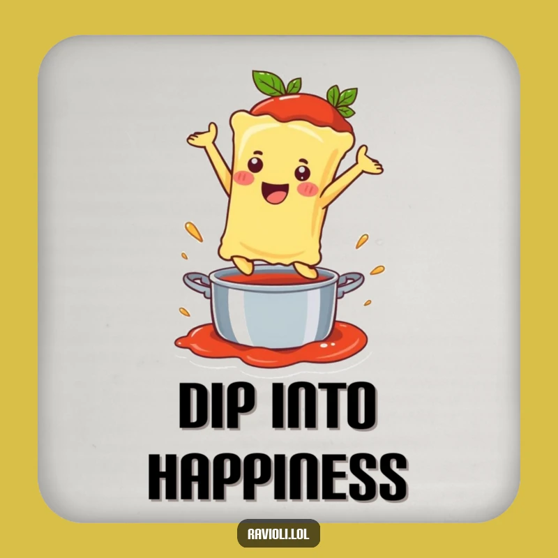 Funny Ravioli Sauce Leap Coasters: Protect Surfaces with Noodle Dive Fun, Gift Set