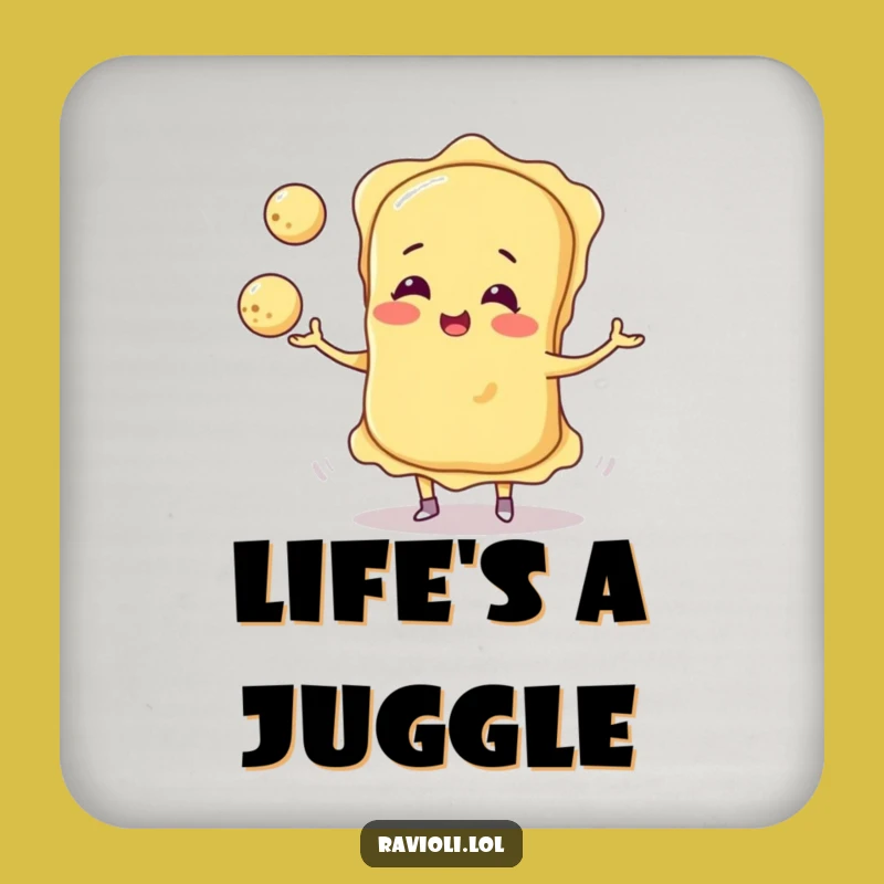 Protect Your Surfaces with Funny Ravioli Juggling Cheese Balls Coasters!